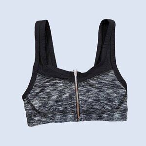 Lululemon Gray & Black Heathered Zipper Zip Front Sports Bra Women's Size 2